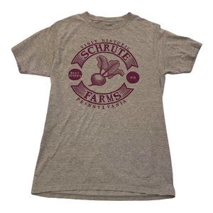 The Office Womens Schrute Farms Graphic T-Shirt Gray and Burgundy Size Small